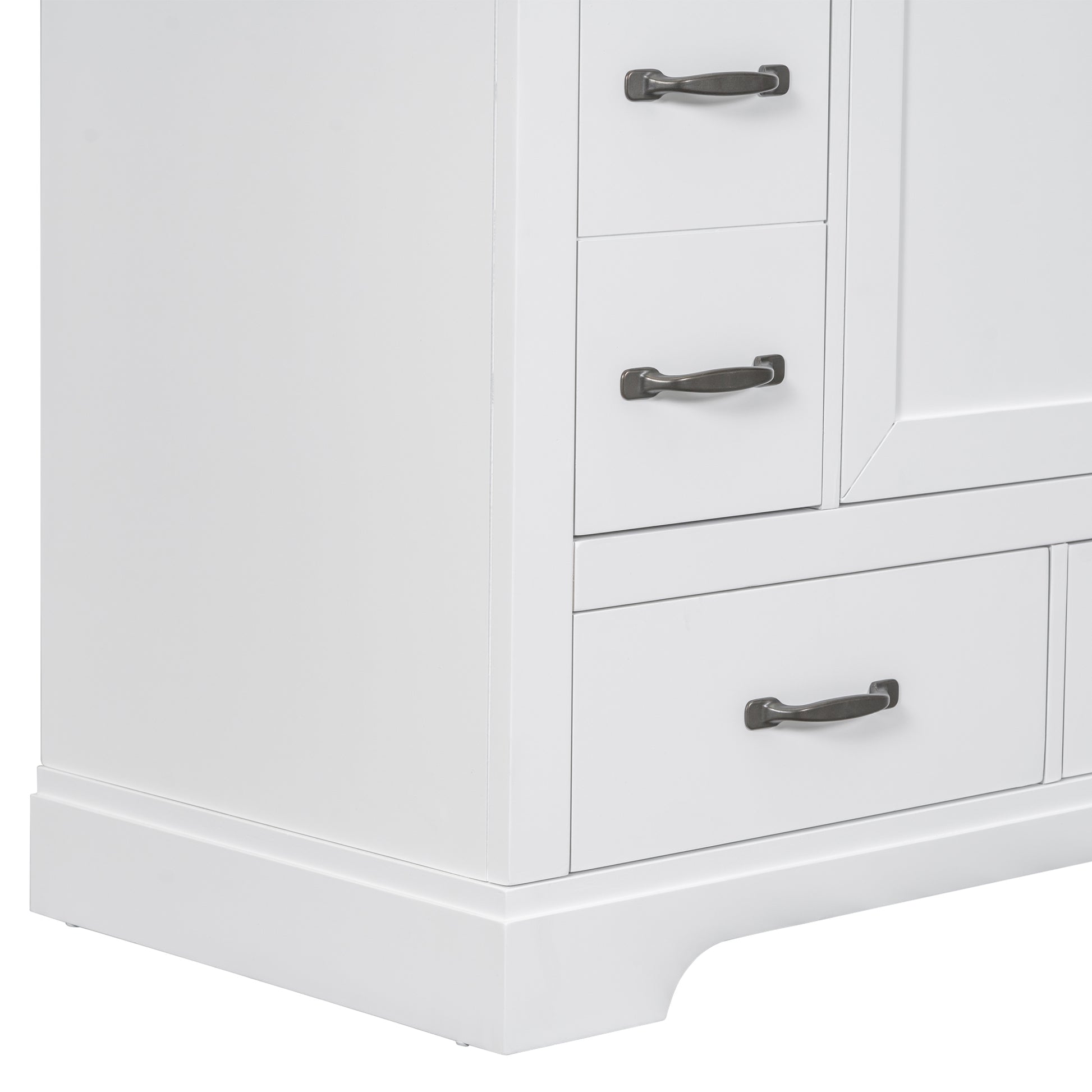 36" Bathroom Vanity With Sink Combo, Six Drawers, Multi Functional Drawer Divider, Adjustable Shelf, White White Solid Wood Mdf