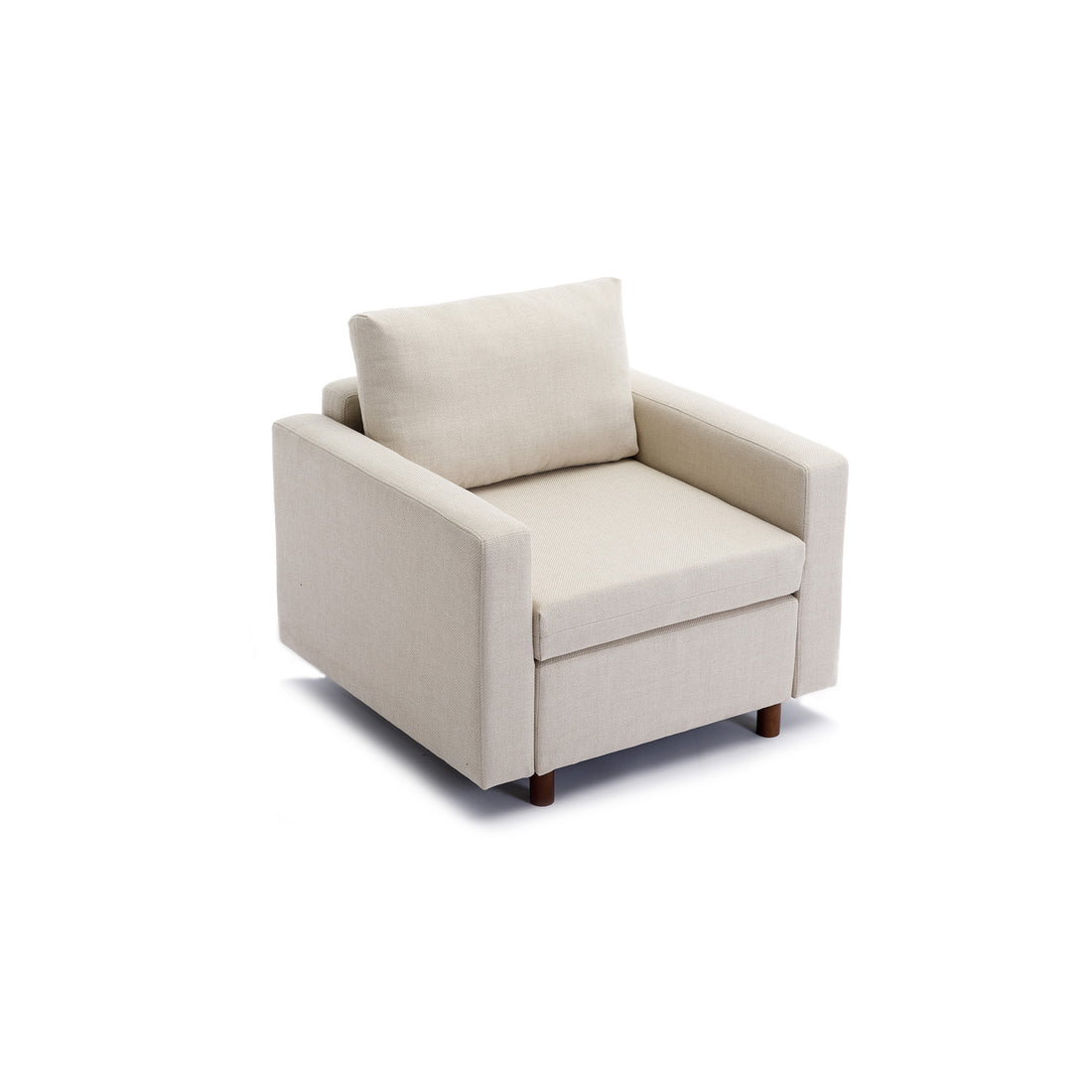 Single Seat Module Sofa Sectional Couch,Cushion Covers Non Removable And Non Washable,Cream Cream Linen Wood Primary Living Space Soft Cushion Back Modern Rubberwood Square Arms Foam Linen 1 Seat