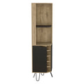 Audra Corner Bar Cabinet Six Built In Wine Rack, Two Shelves, Four Shelves With Door Macadamia Black Black Dark Walnut Dining Room Modern Shelves Included Particle Board