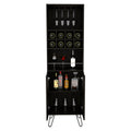 Manhattan L Bar Cabinet, Eight Built In Wine Rack, Two Cabinets With Single Door Black Black Particle Board Particle Board