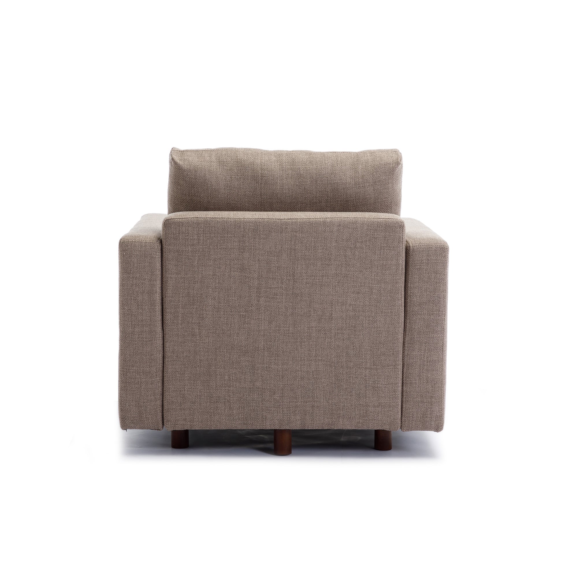 3 Seat Module Sectional Sofa Couch With 2 Ottoman For Living Room,Seat Cushion And Back Cushion Non Removable And Non Washable,Brown Brown Wood Primary Living Space Soft Modern Rubberwood Foam Linen