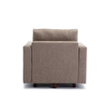 Single Seat Module Sofa Sectional Couch,Cushion Covers Non Removable And Non Washable,Linen Fabric And Comfy Cushion Wood Legs,Brown Brown Wood Primary Living Space Soft Cushion Back Modern Rubberwood Square Arms Foam Linen 1 Seat