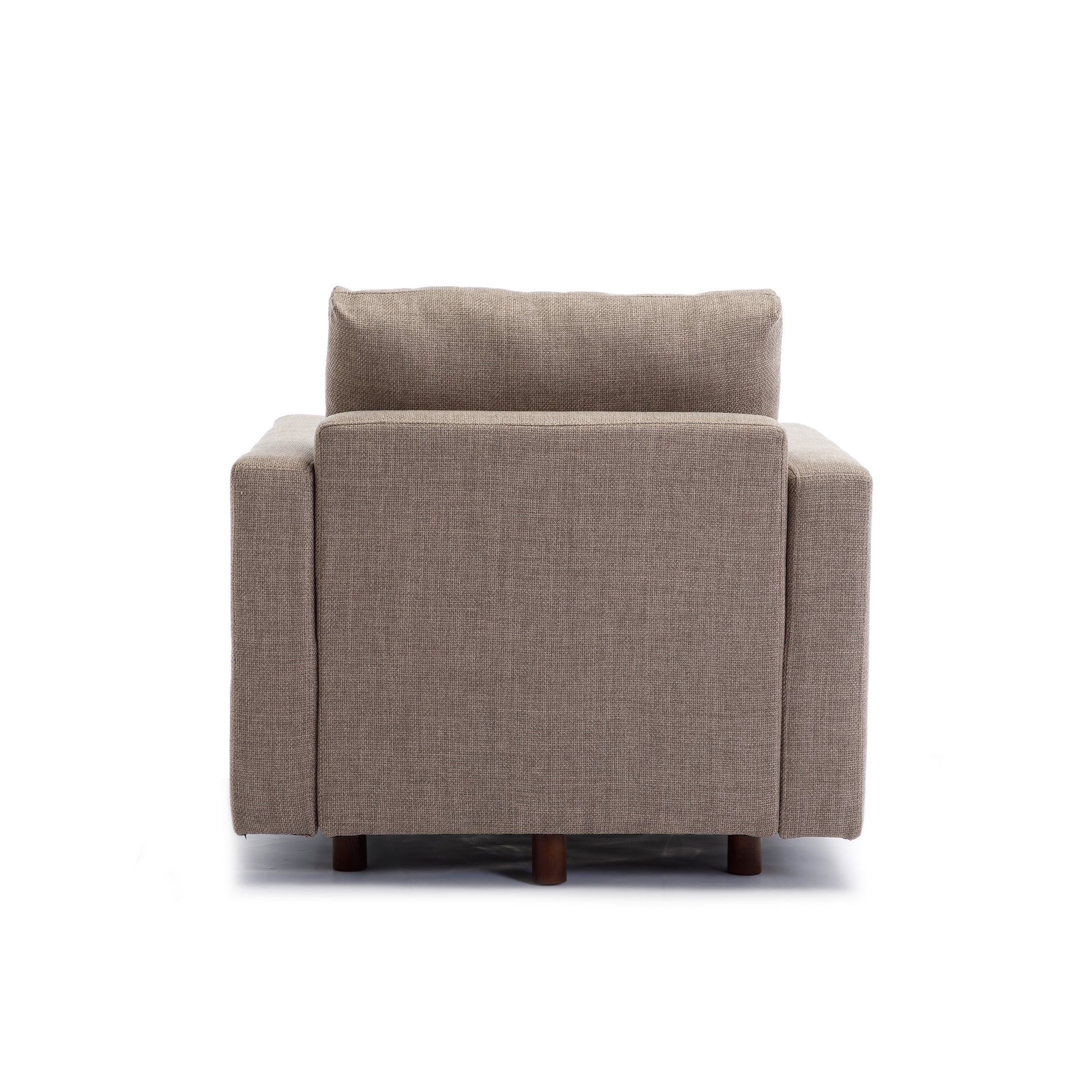 Single Seat Module Sofa Sectional Couch,Cushion Covers Non Removable And Non Washable,Linen Fabric And Comfy Cushion Wood Legs,Brown Brown Wood Primary Living Space Soft Cushion Back Modern Rubberwood Square Arms Foam Linen 1 Seat