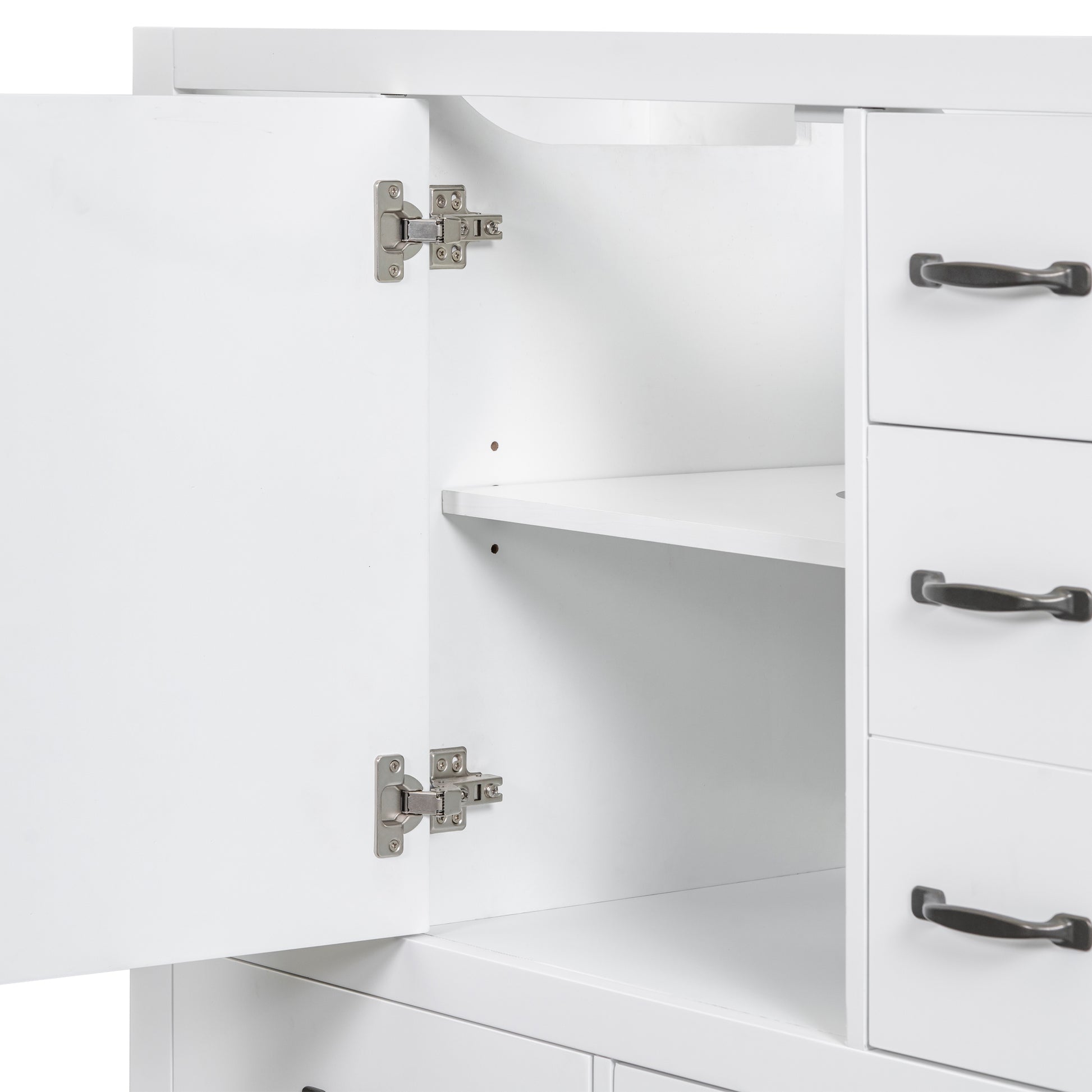 36" Bathroom Vanity With Sink Combo, Six Drawers, Multi Functional Drawer Divider, Adjustable Shelf, White Old Sku:Sy999808Aak White Solid Wood Mdf