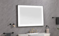 48*36 Led Lighted Bathroom Wall Mounted Mirror With High Lumen Anti Fog Separately Control Matt Black Aluminium