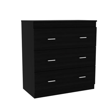 Georgia Three Drawer Dresser, Metal Handles, Superior Top Black Black Georgia Three Drawer Dresser, Metal Handles, Superior Top Black Black