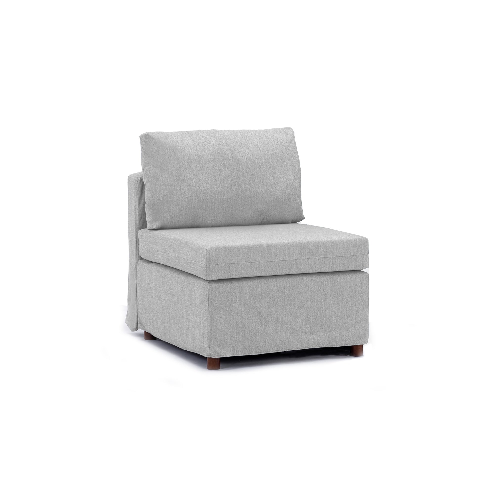 Modern Fabric Linen Middle Module For Modular Sofa Sectional Sofa Couch Accent Armless Chair, Cushion Covers Removable And Washable,Light Grey Light Grey Wood Primary Living Space Soft Cushion Back Modern Rubberwood Armless Foam Linen 1 Seat