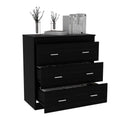 Georgia Three Drawer Dresser, Metal Handles, Superior Top Black Black Particle Board Particle Board