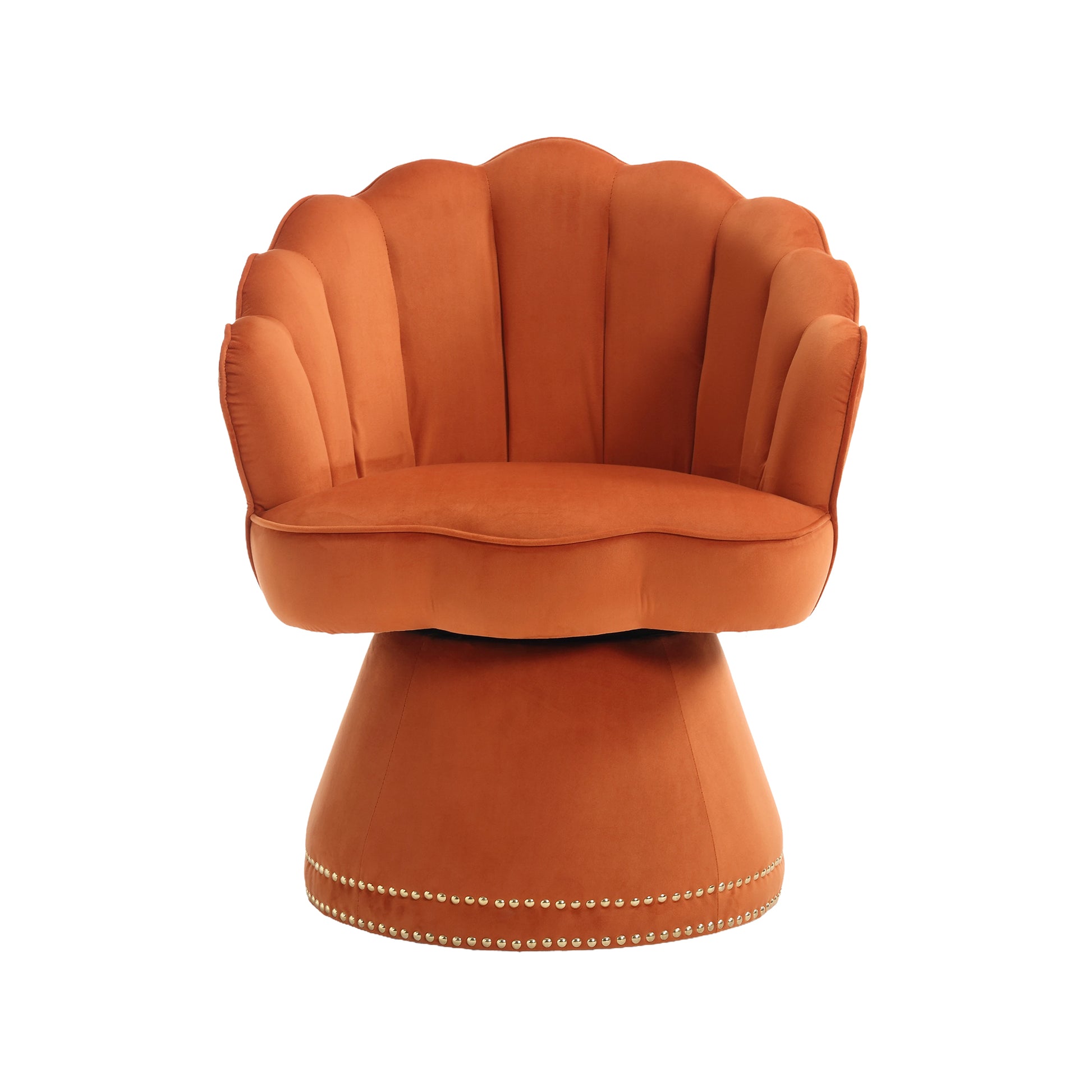 Coolmore Swivel Barrel Chair, Comfy Round Accent Sofa Chair For Living Room, 360 Degree Swivel Barrel Club Chair, Leisure Arm Chair For Nursery, Hotel, Bedroom, Office, Lounge Orange Velvet