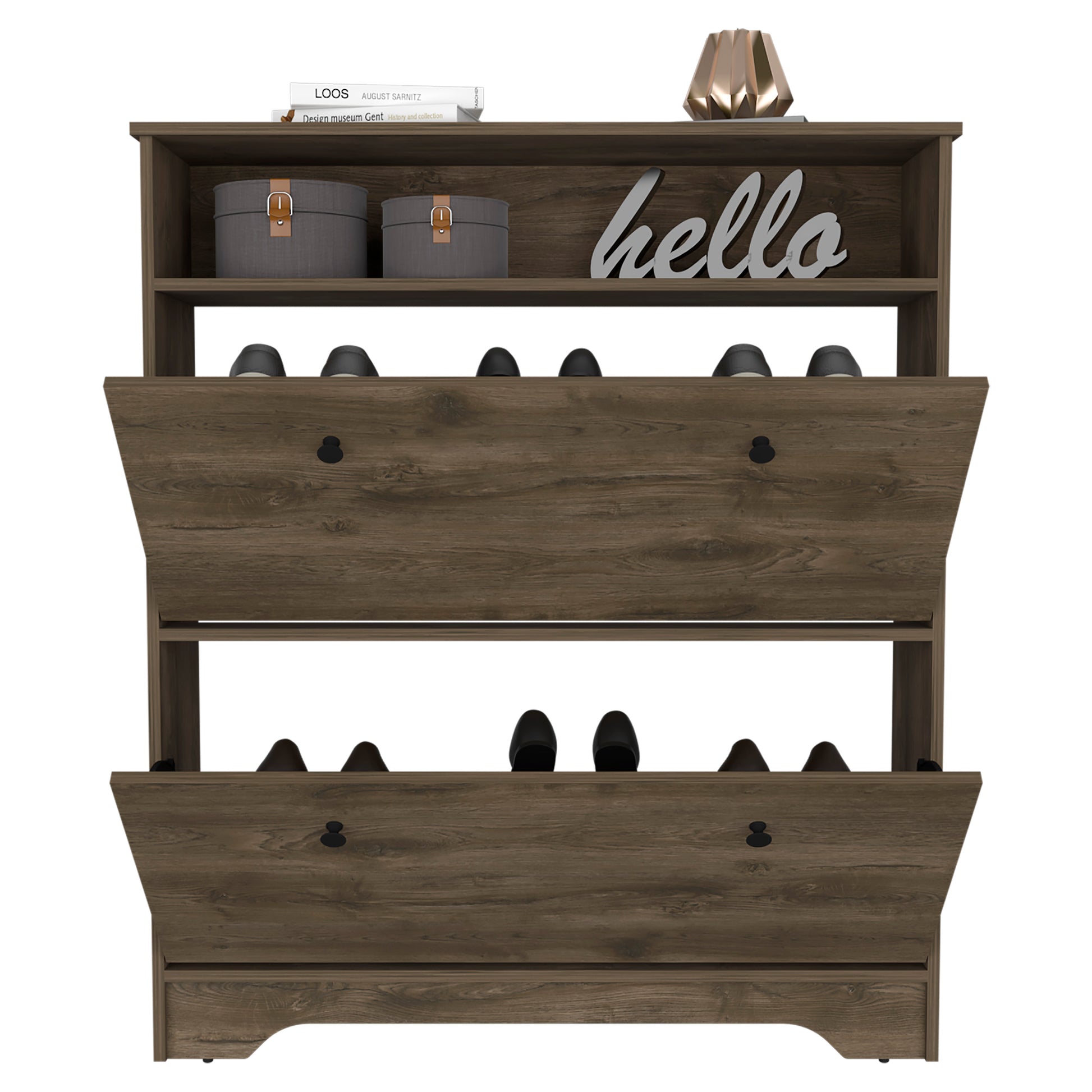 Brandford Shoe Rack, Superior Top, Two Shelves Brown Bedroom Modern Mdf Engineered Wood