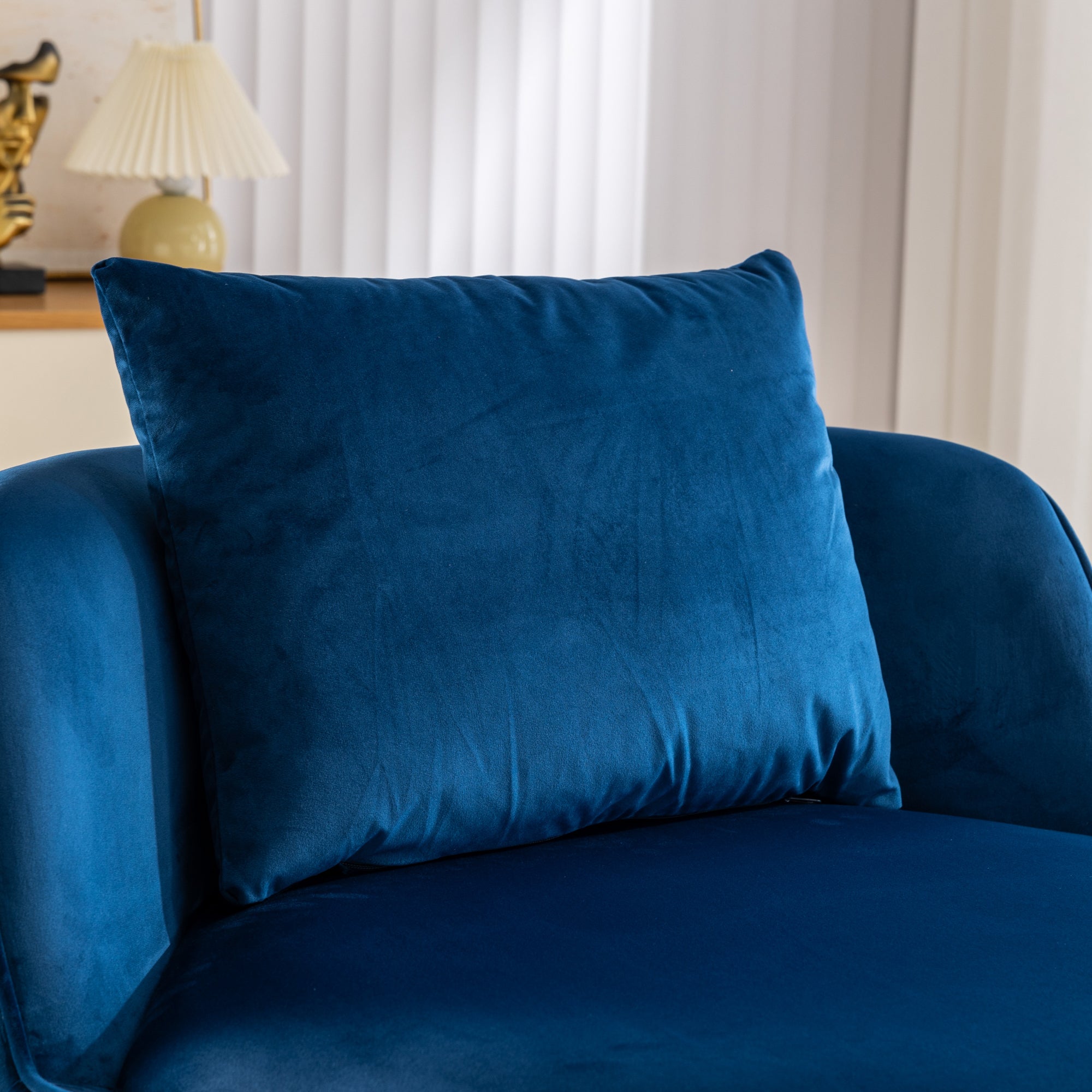 360 Degree Swivel Accent Chair Velvet Modern blue-foam-velvet