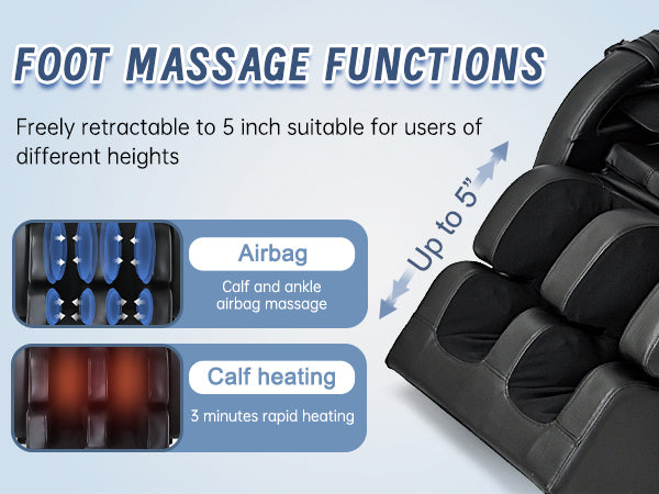 Massage Chair Recliner With Zero Gravity With Full Body Air Pressure Black Pu Leather