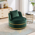 360 Degree Swivel Accent Chair Velvet Modern Upholstered Barrel Chair Over Sized Soft Chair With Seat Cushion For Living Room, Bedroom, Office, Apartment, Green Green Foam Velvet