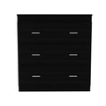 Georgia Three Drawer Dresser, Metal Handles, Superior Top Black Black Particle Board Particle Board