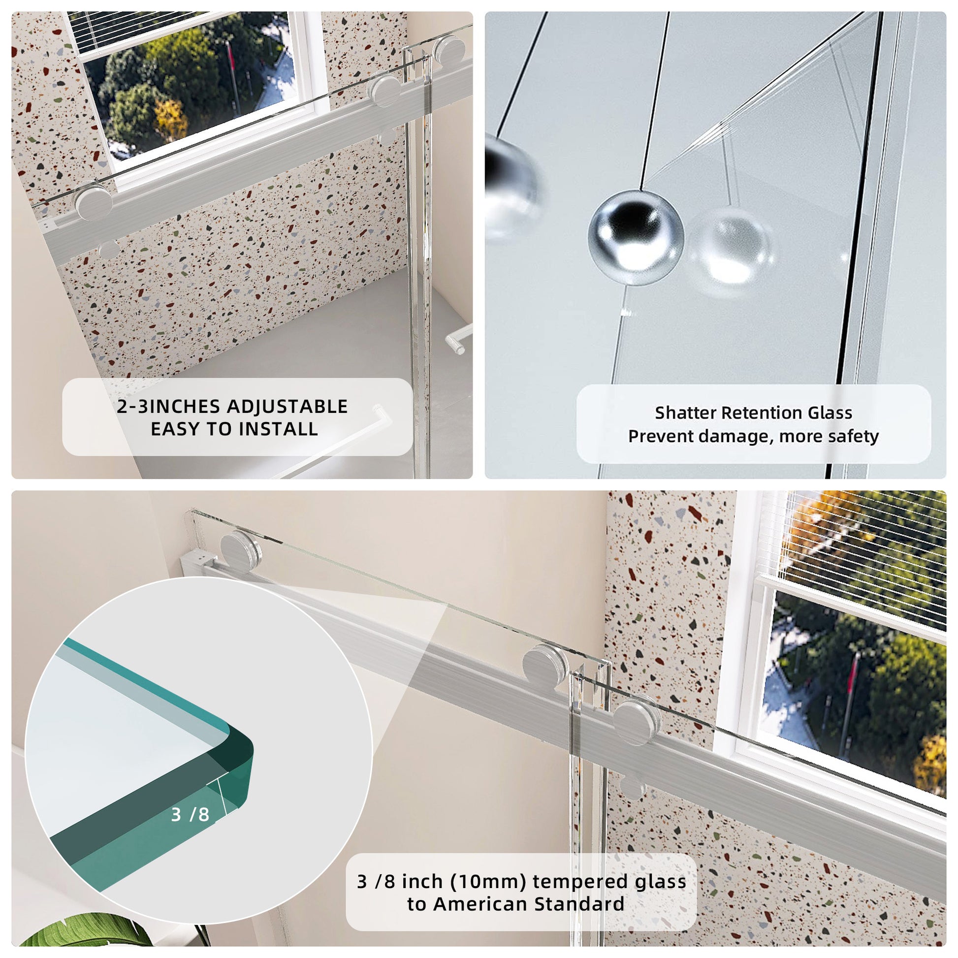 Frameless Double Sliding Shower, 69" 72" Width, 79" Height, 3 8" 10 Mm Clear Tempered Glass,Designed For Smooth Door With Clear Tempered Glass And Stainless Steel Hardware Brushed Nickel Brushed Nickel Glass