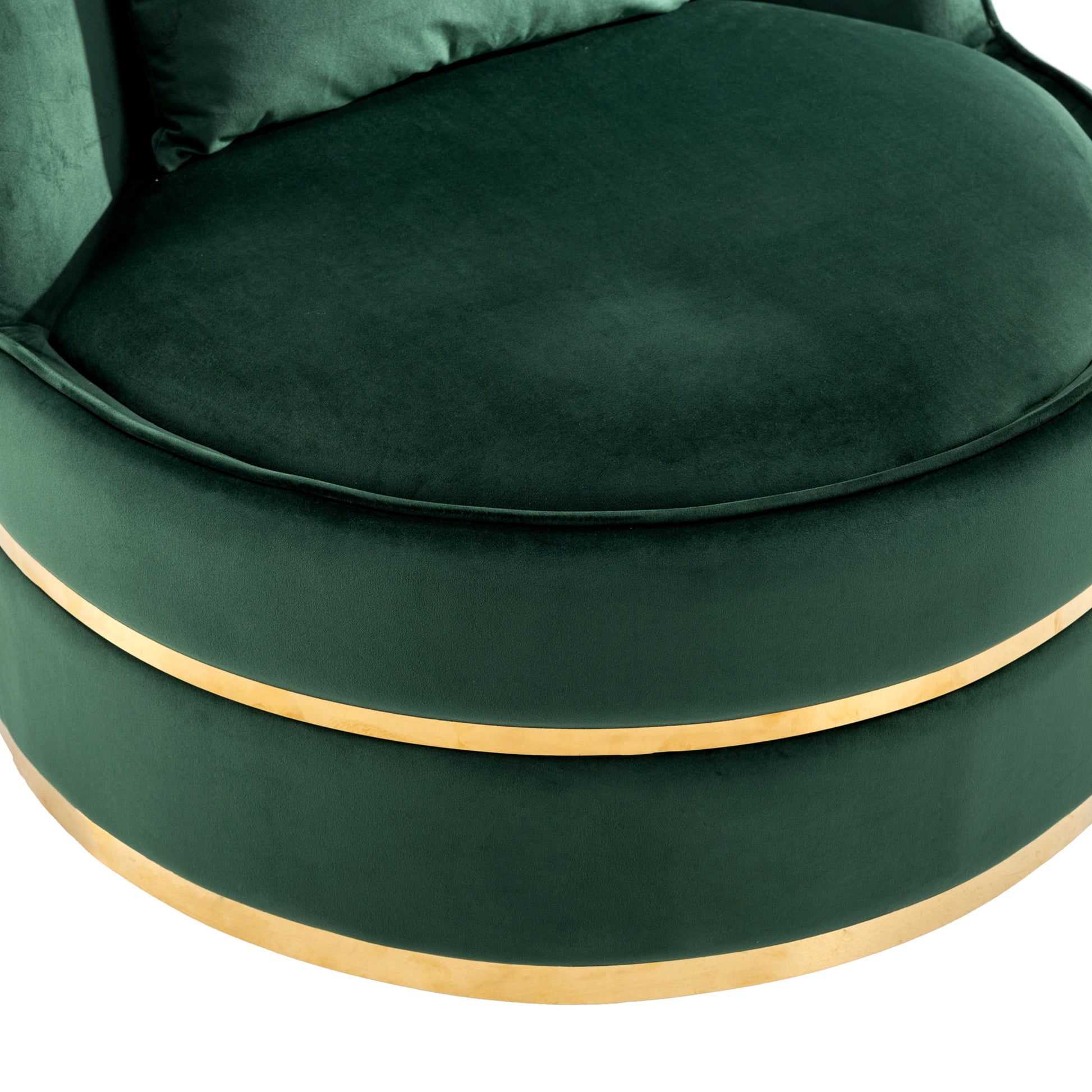 360 Degree Swivel Accent Chair Velvet Modern Upholstered Barrel Chair Over Sized Soft Chair With Seat Cushion For Living Room, Bedroom, Office, Apartment, Green Green Foam Velvet