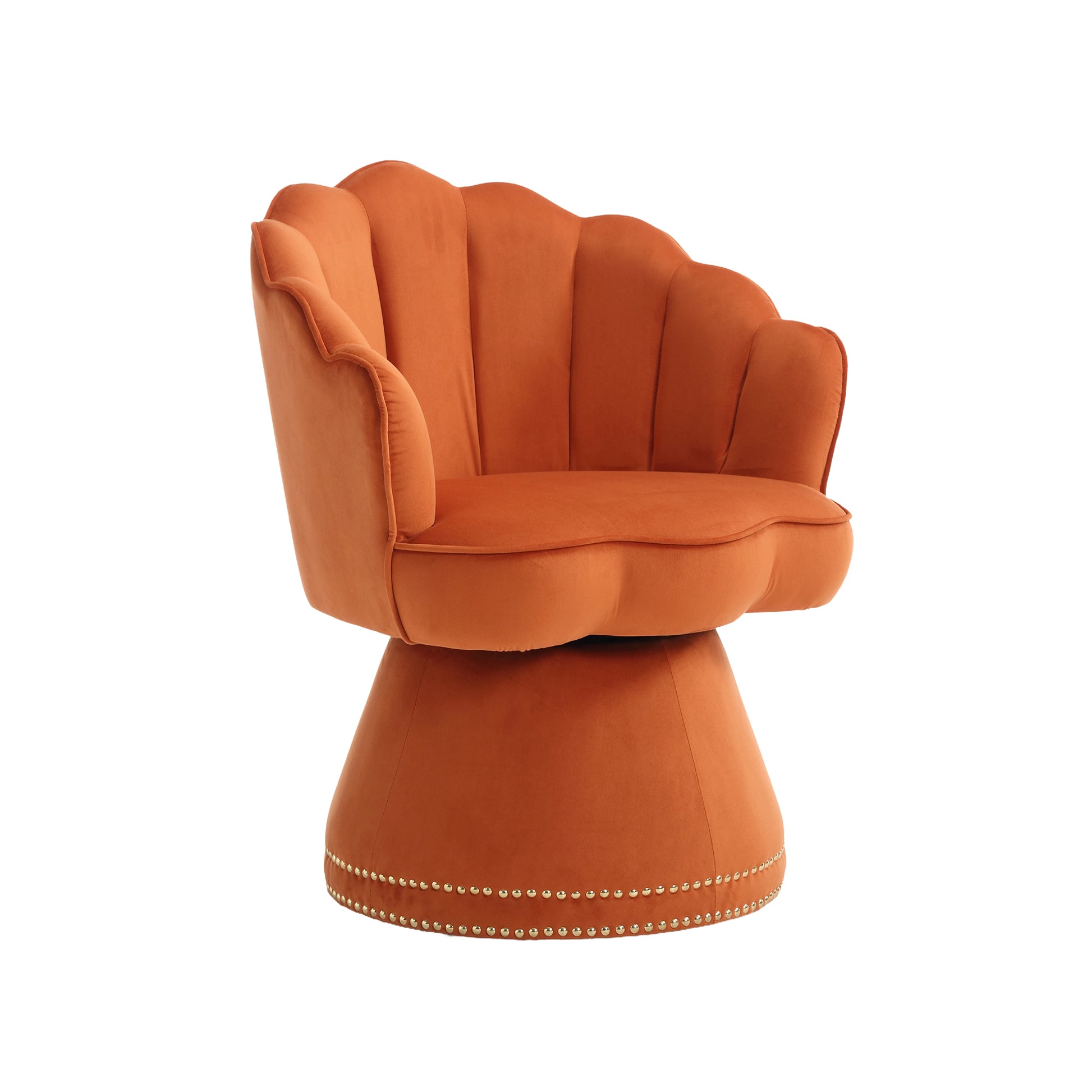Coolmore Swivel Barrel Chair, Comfy Round Accent Sofa Chair For Living Room, 360 Degree Swivel Barrel Club Chair, Leisure Arm Chair For Nursery, Hotel, Bedroom, Office, Lounge Orange Velvet
