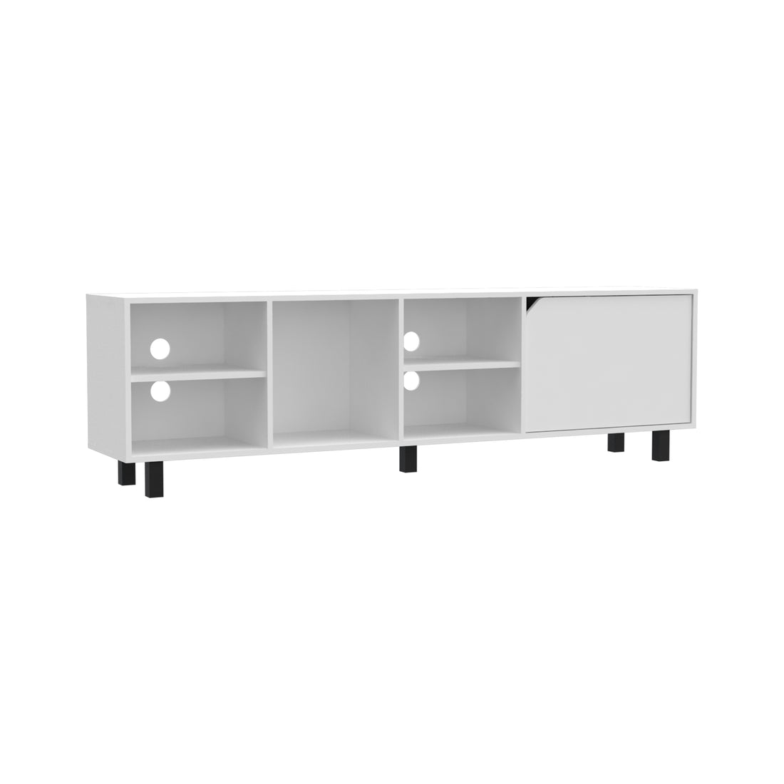 Valdivia Tv Stand For Tv S Up 70", Four Open Shelves, Five Legs White White Primary Living Space 50 Inches 50 59 Inches Modern Particle Board Particle Board