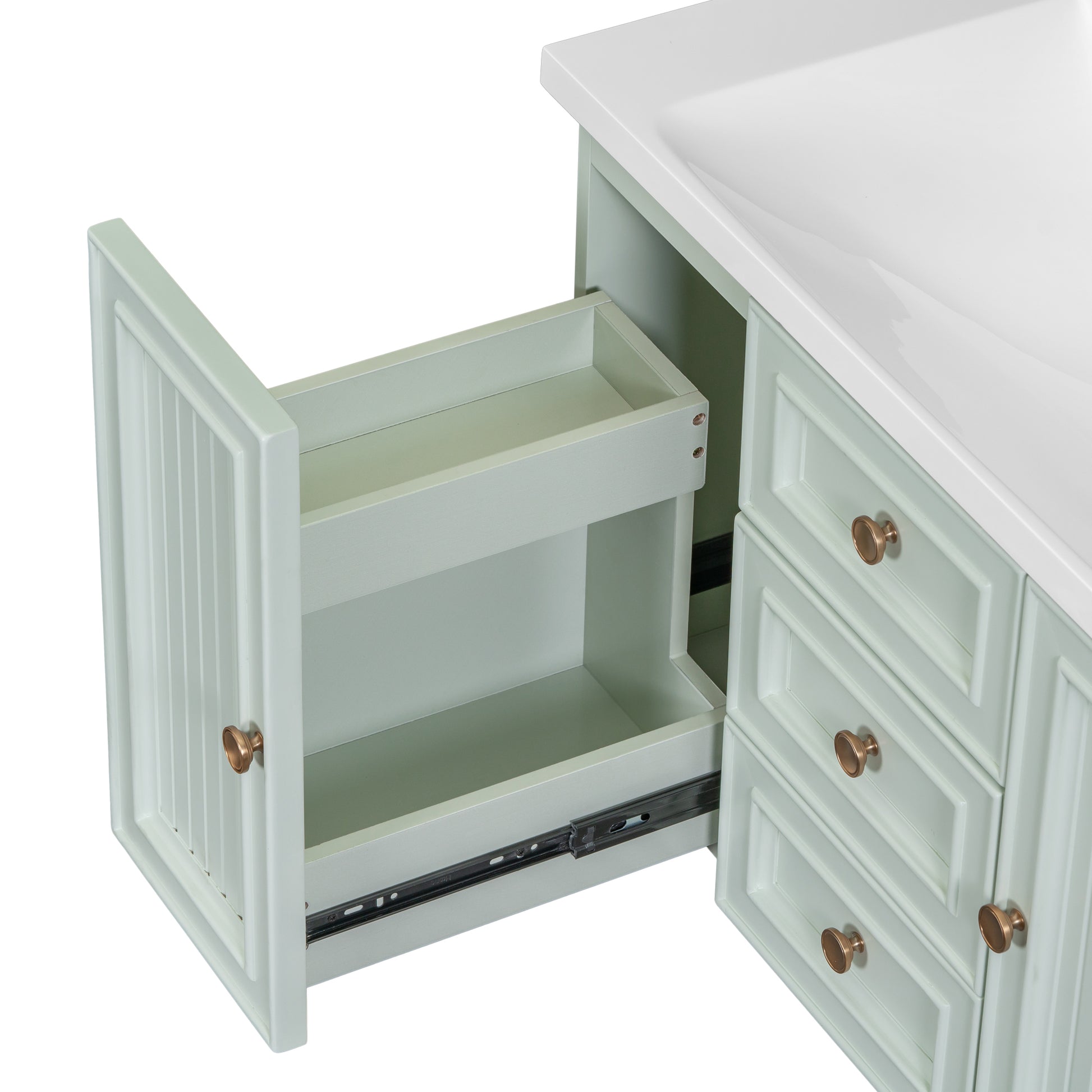 30" Wall Mounted Bathroom Vanity With Sink Combo, Functional Drawer, Solid Wood & Mdf Board & Ceramic, Green Old Sku:Sy999909Aaf Green Solid Wood Mdf