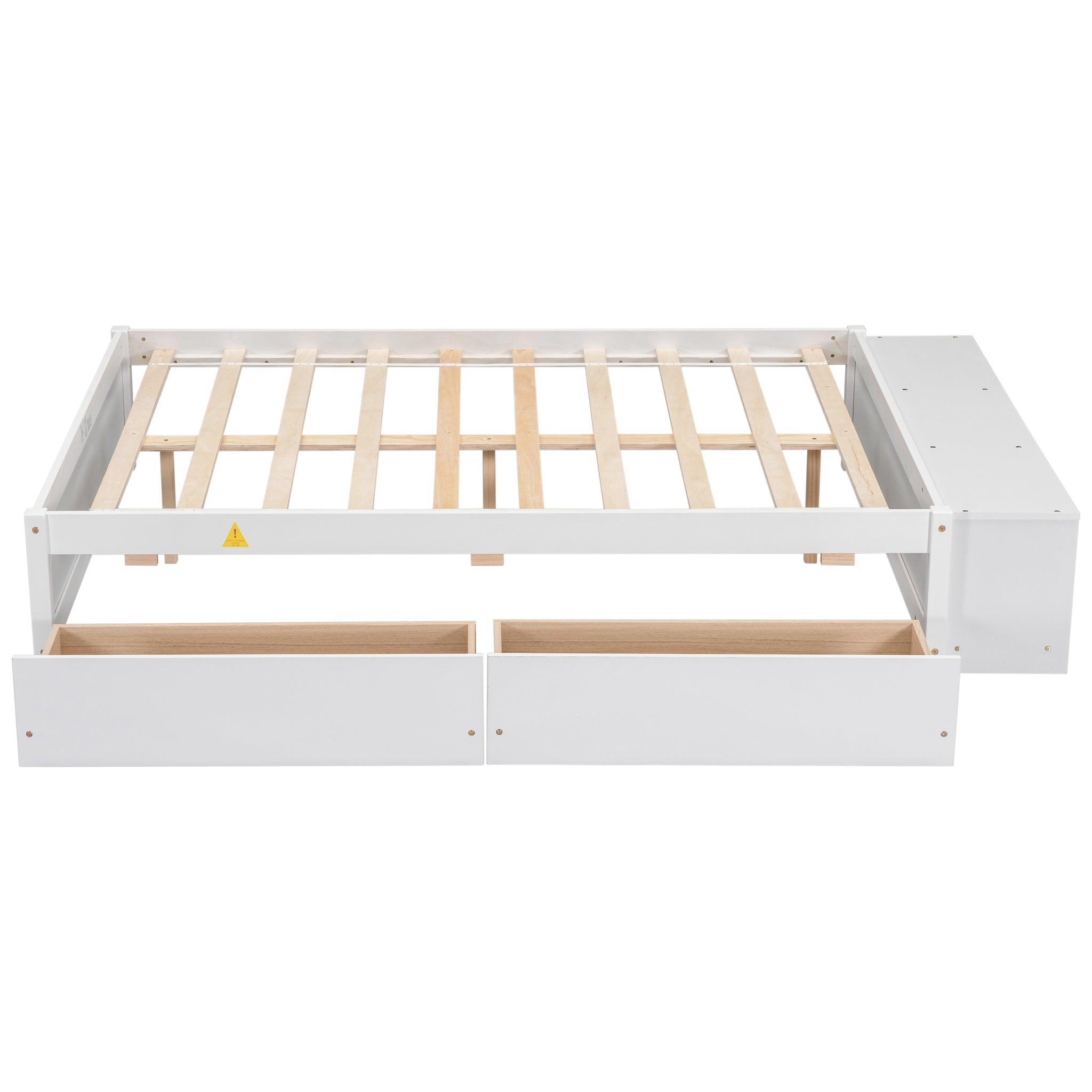 Full Size Bed with Storage Case, 2 Storage drawers full-white-wood-bedroom-american design-pine-pine