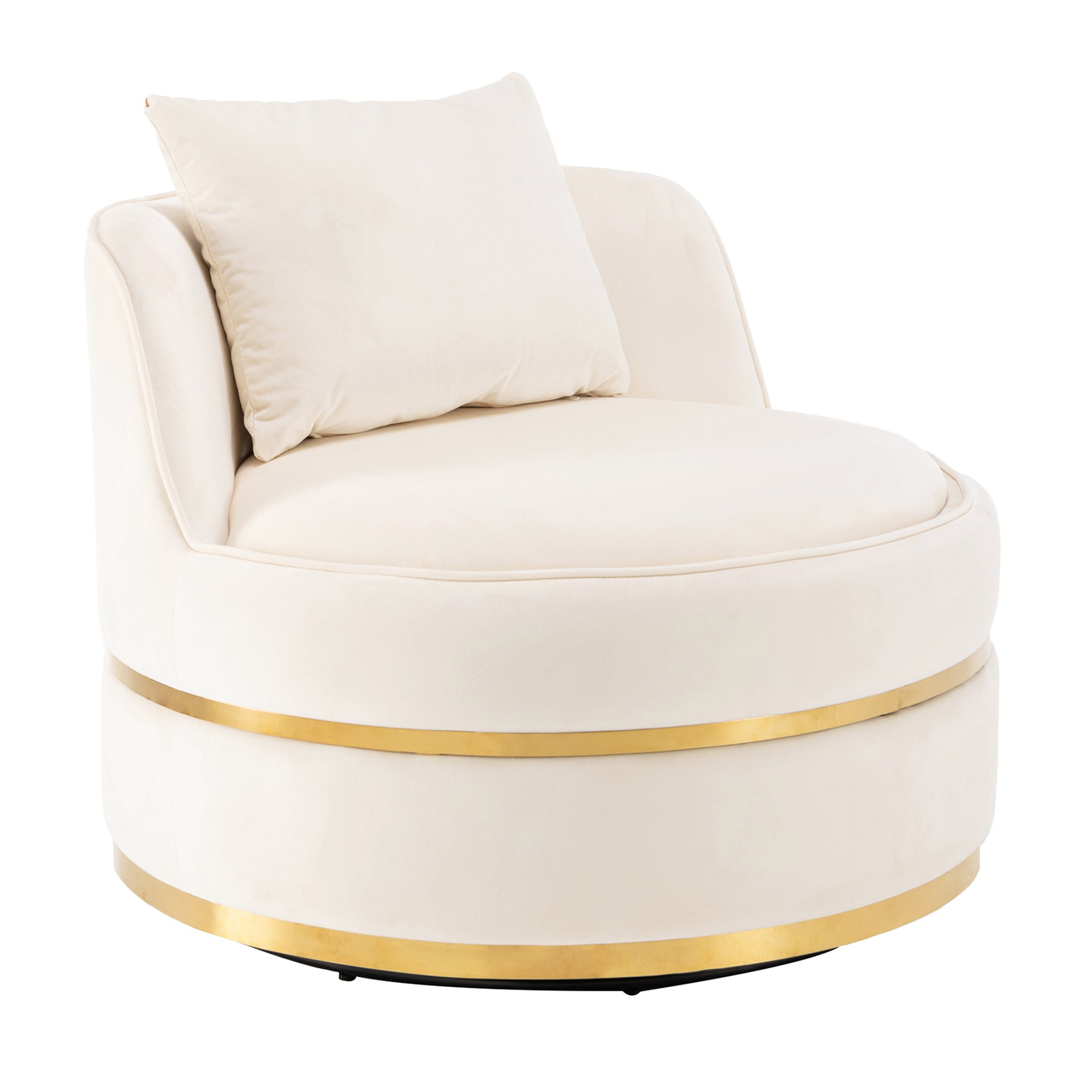 360 Degree Swivel Accent Chair Velvet Modern beige-foam-velvet