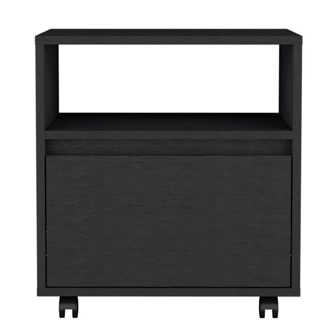 Austin Nightstandend Table, Side Table Casters, Single Drawer Black White 1 Drawer Bedroom Rectangle Modern Shelf Particle Board Particle Board