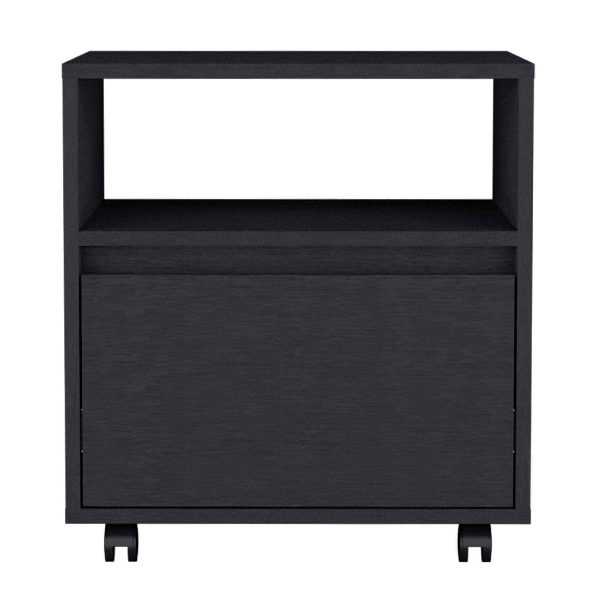 Austin Nightstandend Table, Side Table Casters, Single Drawer Black White 1 Drawer Bedroom Rectangle Modern Shelf Particle Board Particle Board