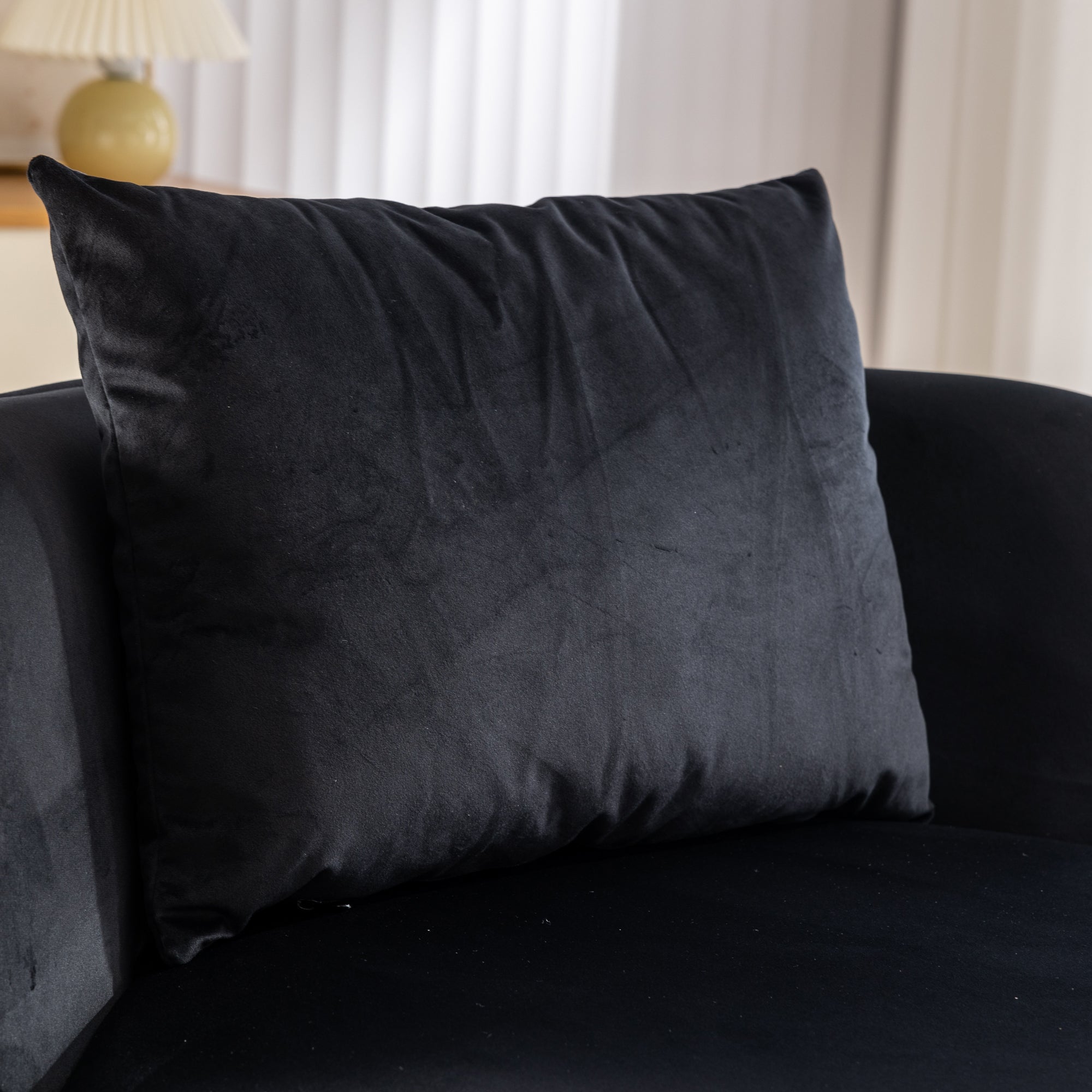 360 Degree Swivel Accent Chair Velvet Modern black-foam-velvet