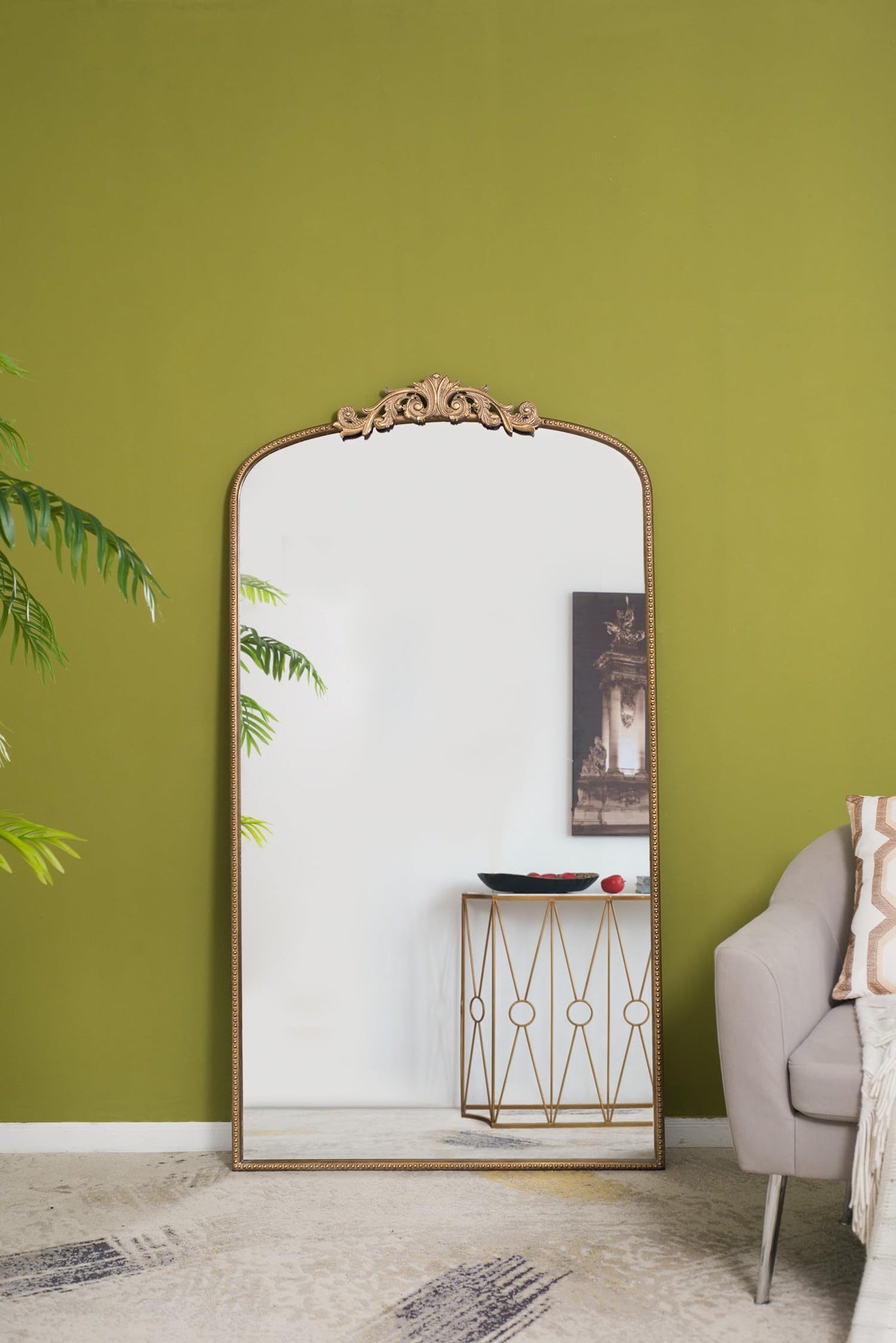 66" x 36" Full Length Mirror, Arched Mirror Hanging or gold-mdf+glass
