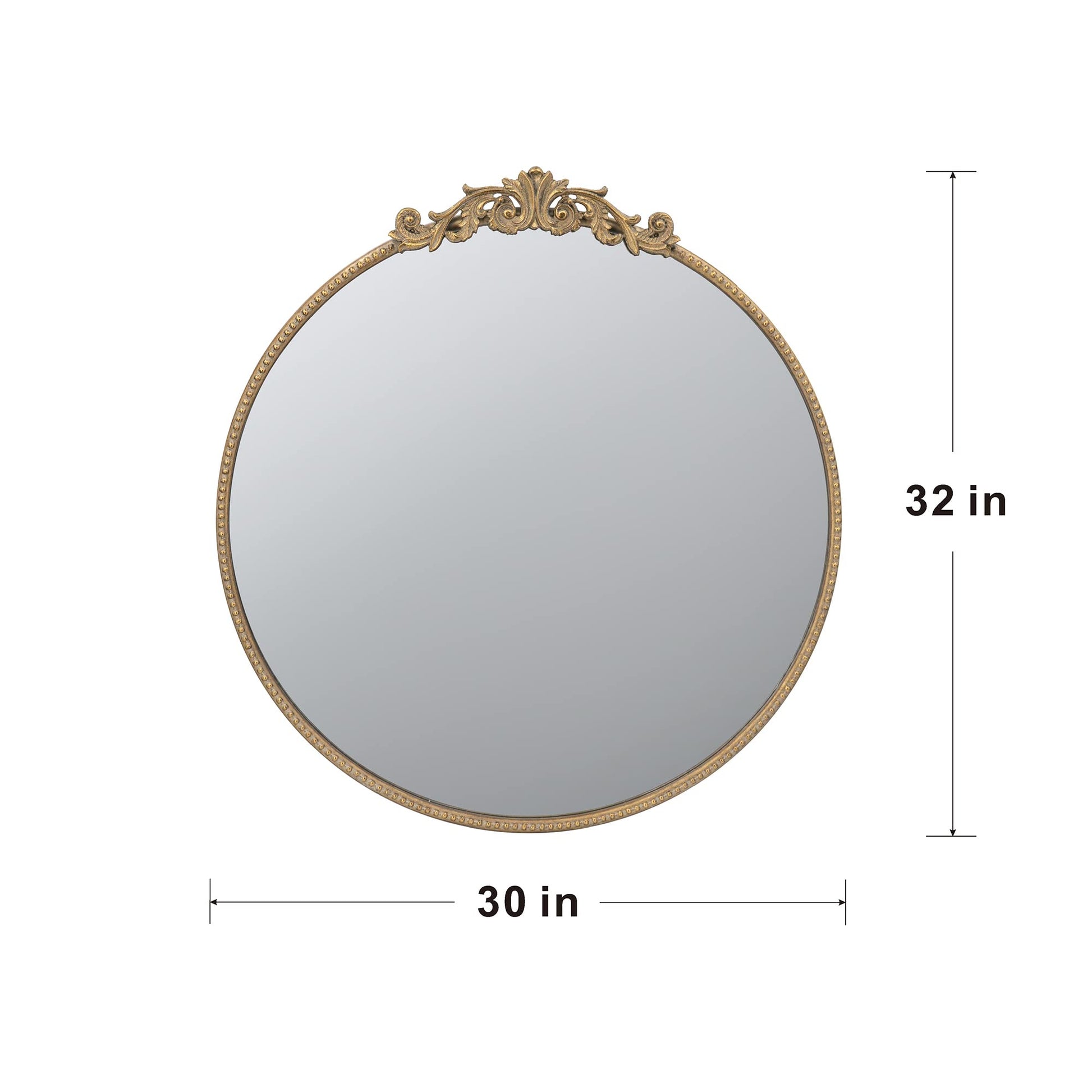 30" X 32" Round Gold Mirror, Wall Mounted Mirror With Metal Frame For Bathroom Living Room Gold Mdf Glass
