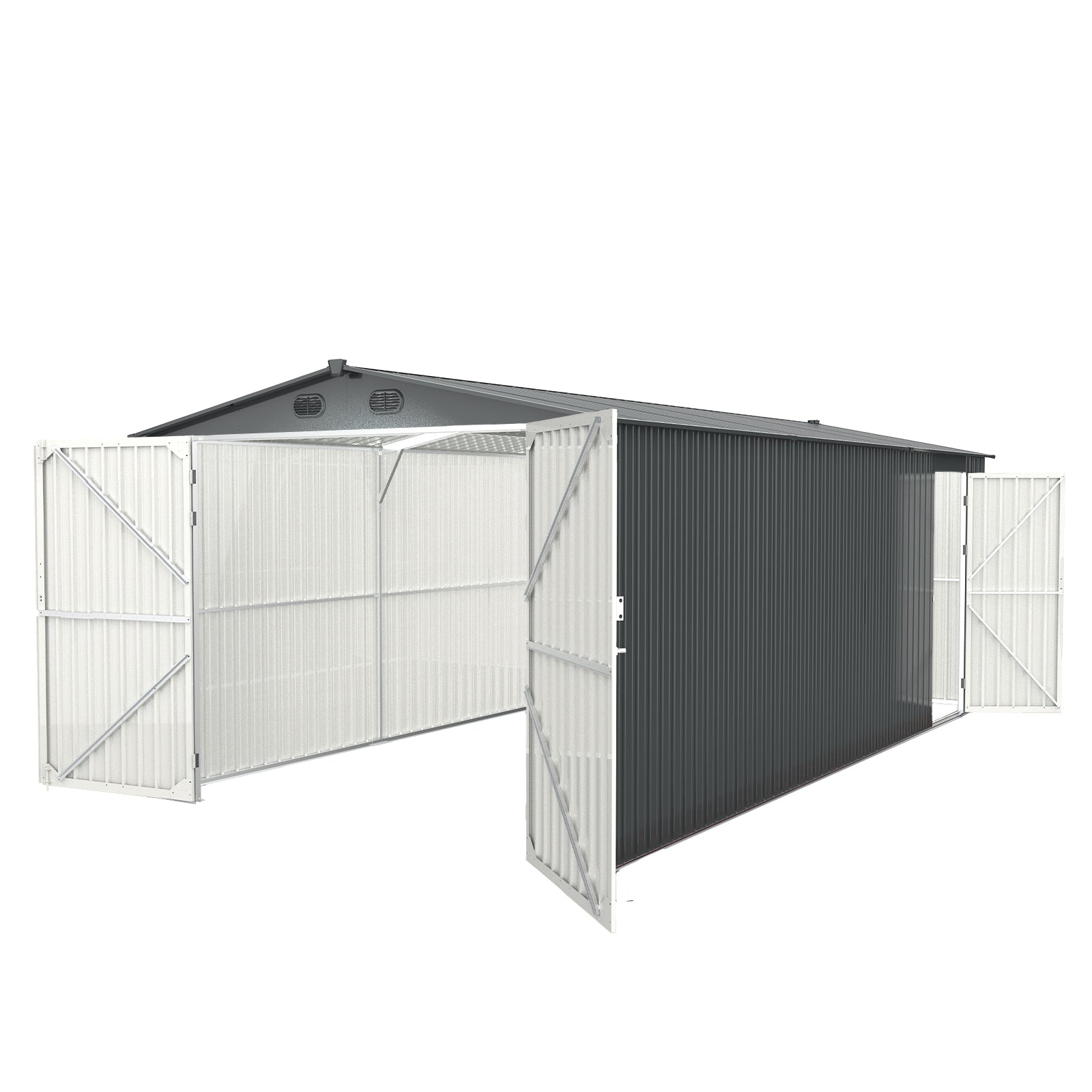 Chery Industrial Heavy Duty Metal Garage Shed 20'X10' Dark Grey Metal Metal