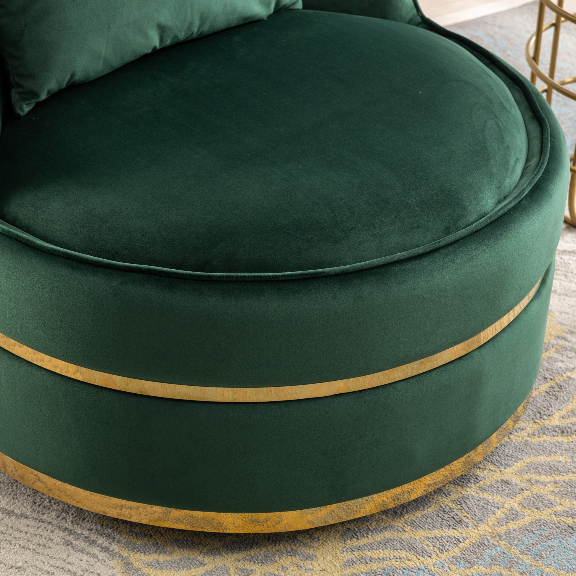 360 Degree Swivel Accent Chair Velvet Modern Upholstered Barrel Chair Over Sized Soft Chair With Seat Cushion For Living Room, Bedroom, Office, Apartment, Green Green Foam Velvet