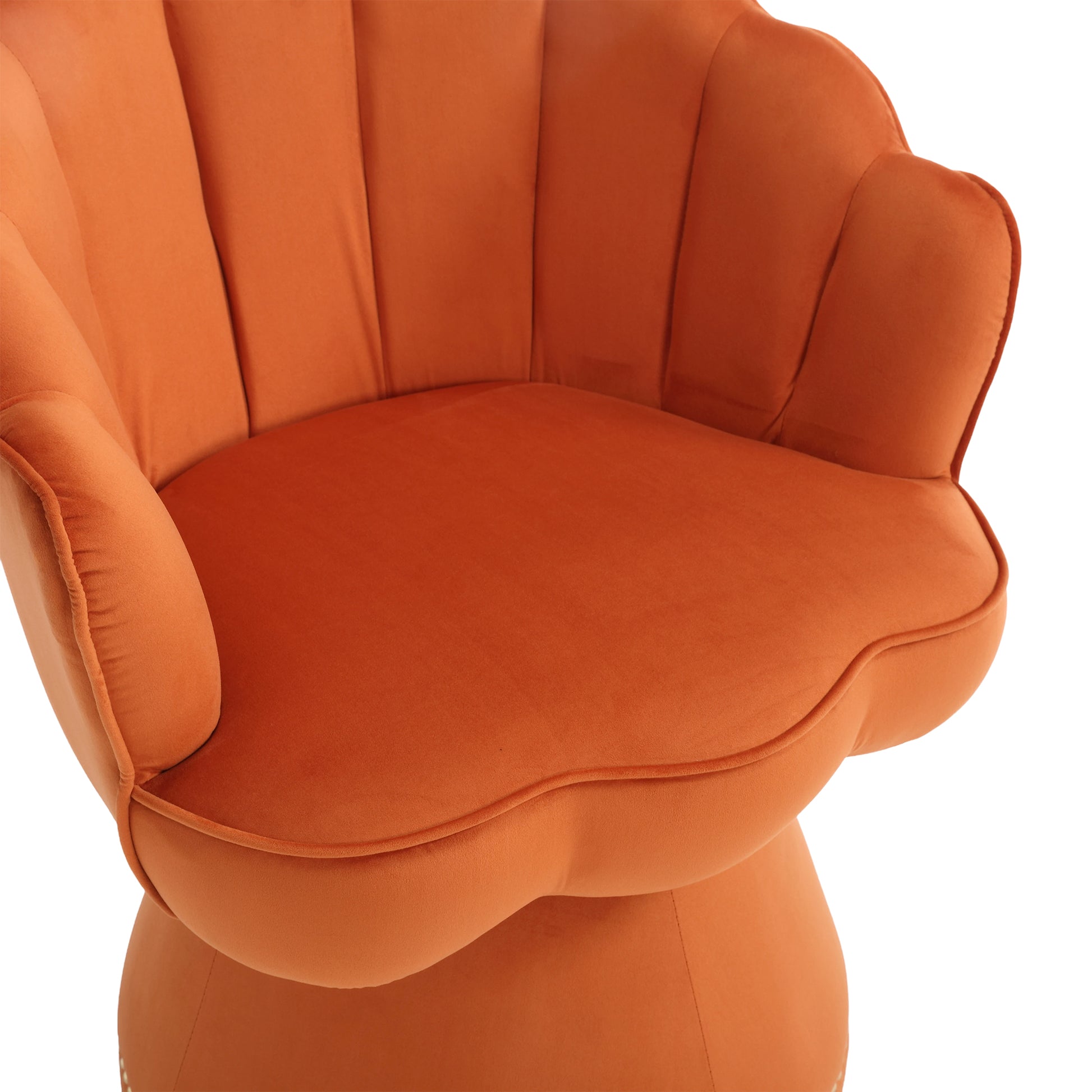 Coolmore Swivel Barrel Chair, Comfy Round Accent Sofa Chair For Living Room, 360 Degree Swivel Barrel Club Chair, Leisure Arm Chair For Nursery, Hotel, Bedroom, Office, Lounge Orange Velvet