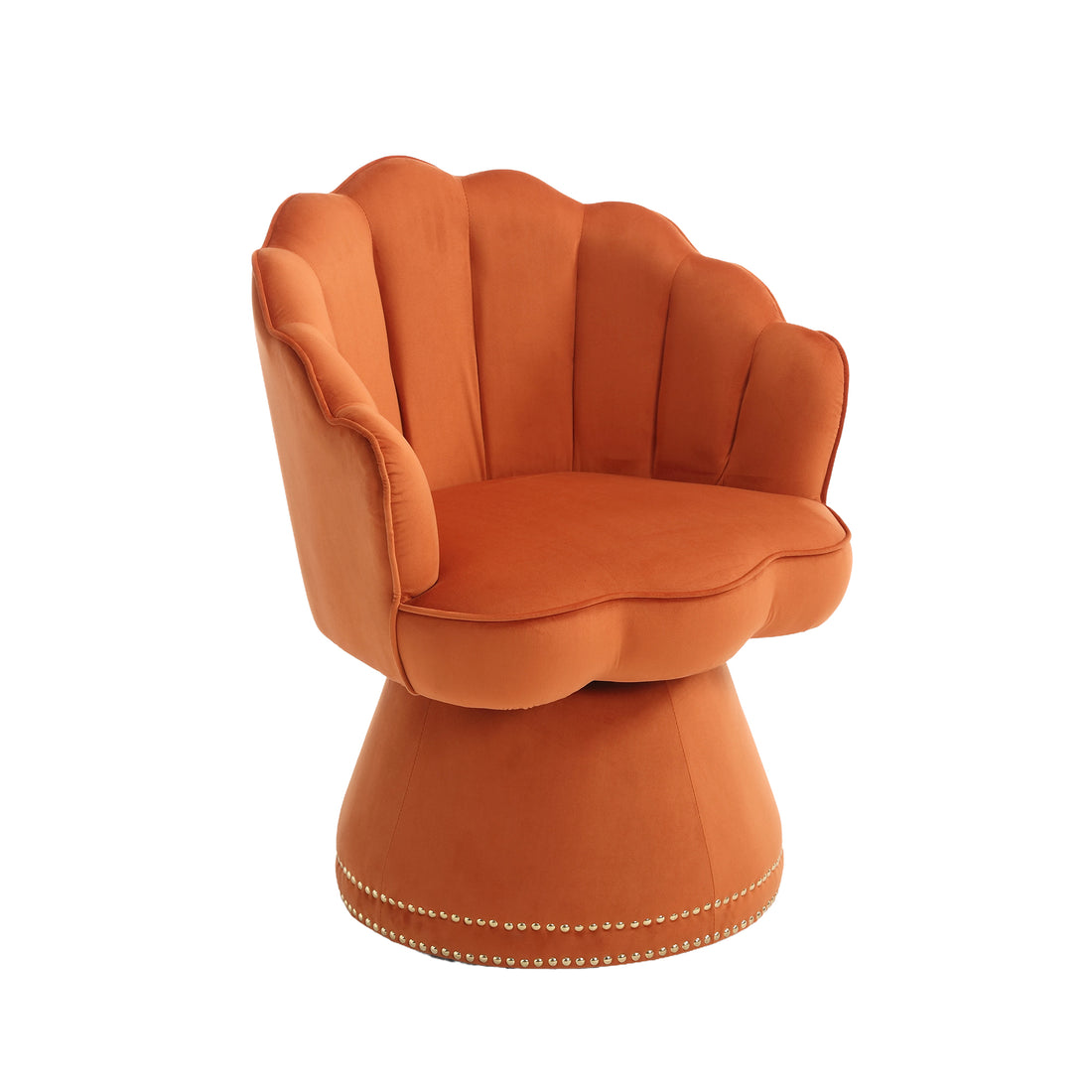 Coolmore Swivel Barrel Chair, Comfy Round Accent Sofa Chair For Living Room, 360 Degree Swivel Barrel Club Chair, Leisure Arm Chair For Nursery, Hotel, Bedroom, Office, Lounge Orange Velvet