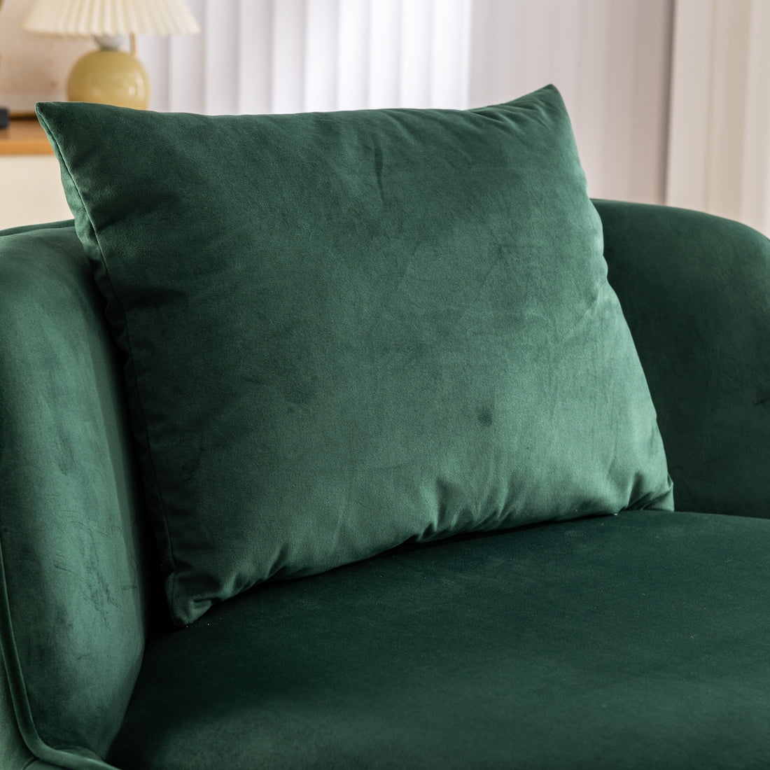 360 Degree Swivel Accent Chair Velvet Modern Upholstered Barrel Chair Over Sized Soft Chair With Seat Cushion For Living Room, Bedroom, Office, Apartment, Green Green Foam Velvet