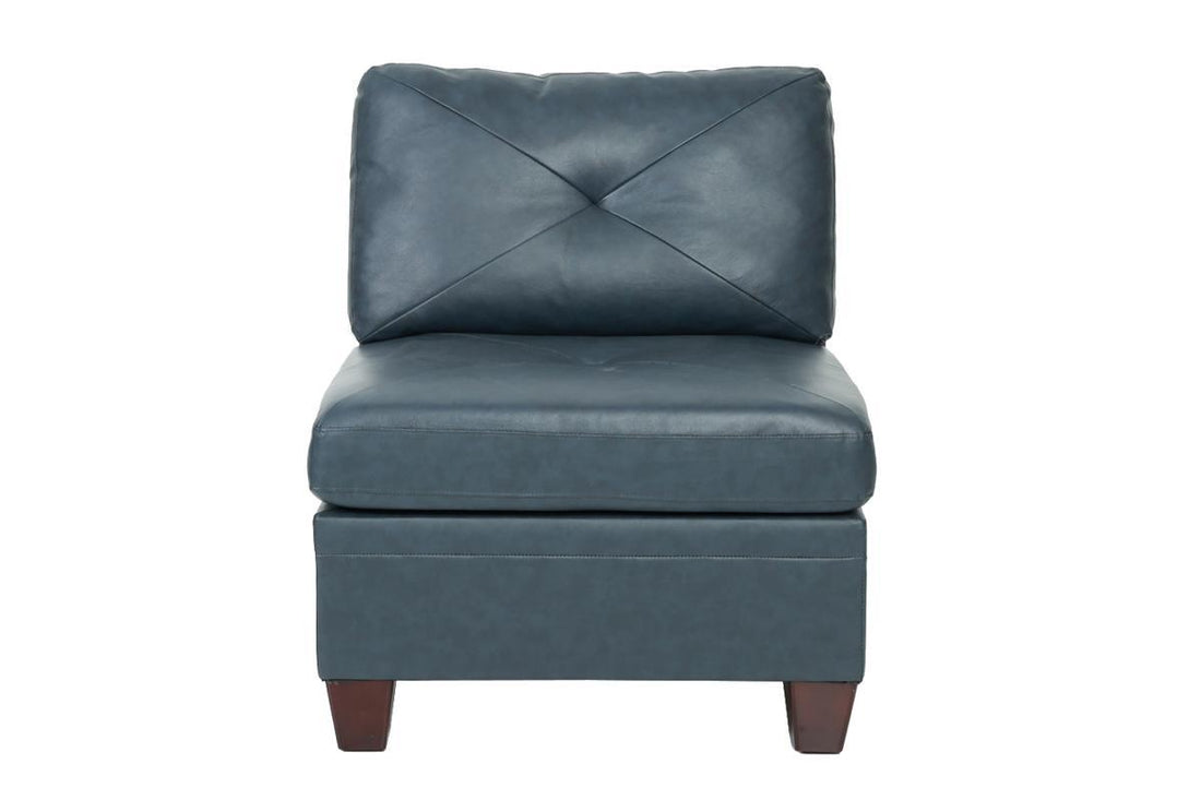 Contemporary Genuine Leather 1Pc Armless Chair Ink Blue Color Tufted Seat Living Room Furniture Blue Primary Living Space Contemporary,Modern Genuine Leather