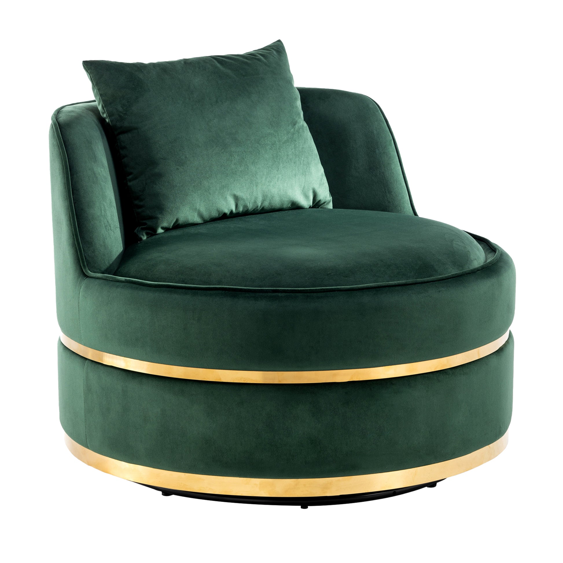 360 Degree Swivel Accent Chair Velvet Modern Upholstered Barrel Chair Over Sized Soft Chair With Seat Cushion For Living Room, Bedroom, Office, Apartment, Green Green Foam Velvet