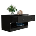 Tulip Storage Bench, Two Drawers, Two Shelves Black Mdf Engineered Wood