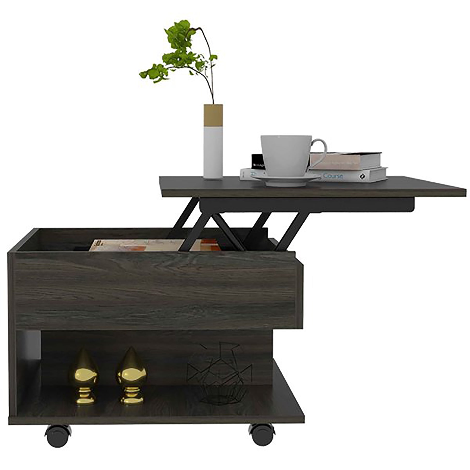 Peterson 2 Drawer 1 Shelf Side Table Carbon Espresso Espresso Particle Board