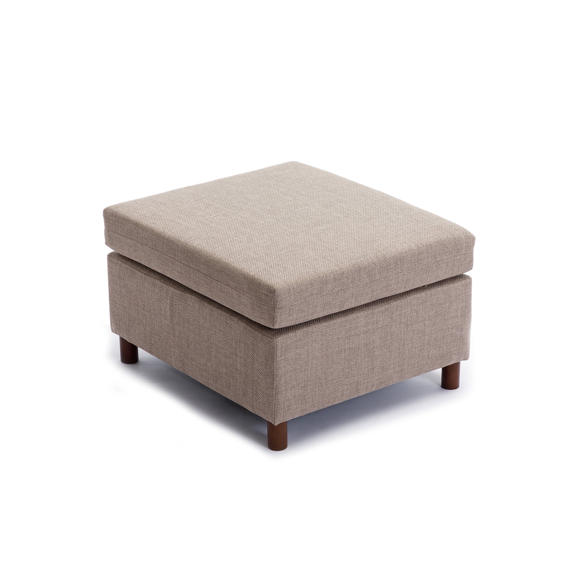 3 Seat Module Sectional Sofa Couch With 2 Ottoman For Living Room,Seat Cushion And Back Cushion Non Removable And Non Washable,Brown Brown Wood Primary Living Space Soft Modern Rubberwood Foam Linen 3 Seat