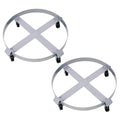 2Pcs Drum Dolly For 55 Gallon Drums,Barrel Dolly With 4 Swivel Caster Wheels,Heavy Duty Steel Frame Drum Cart With Brake For Workshops, Factories, Warehouses Silver Steel