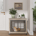 Furniture Dog Cage Crate With Double Doors On Casters. Grey, 31.50'' W X 22.05'' D X 24.8'' H. Grey Particle Board