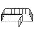 Twin Size Metal Floor Bed Frame With Fence And Door, Black Black Metal