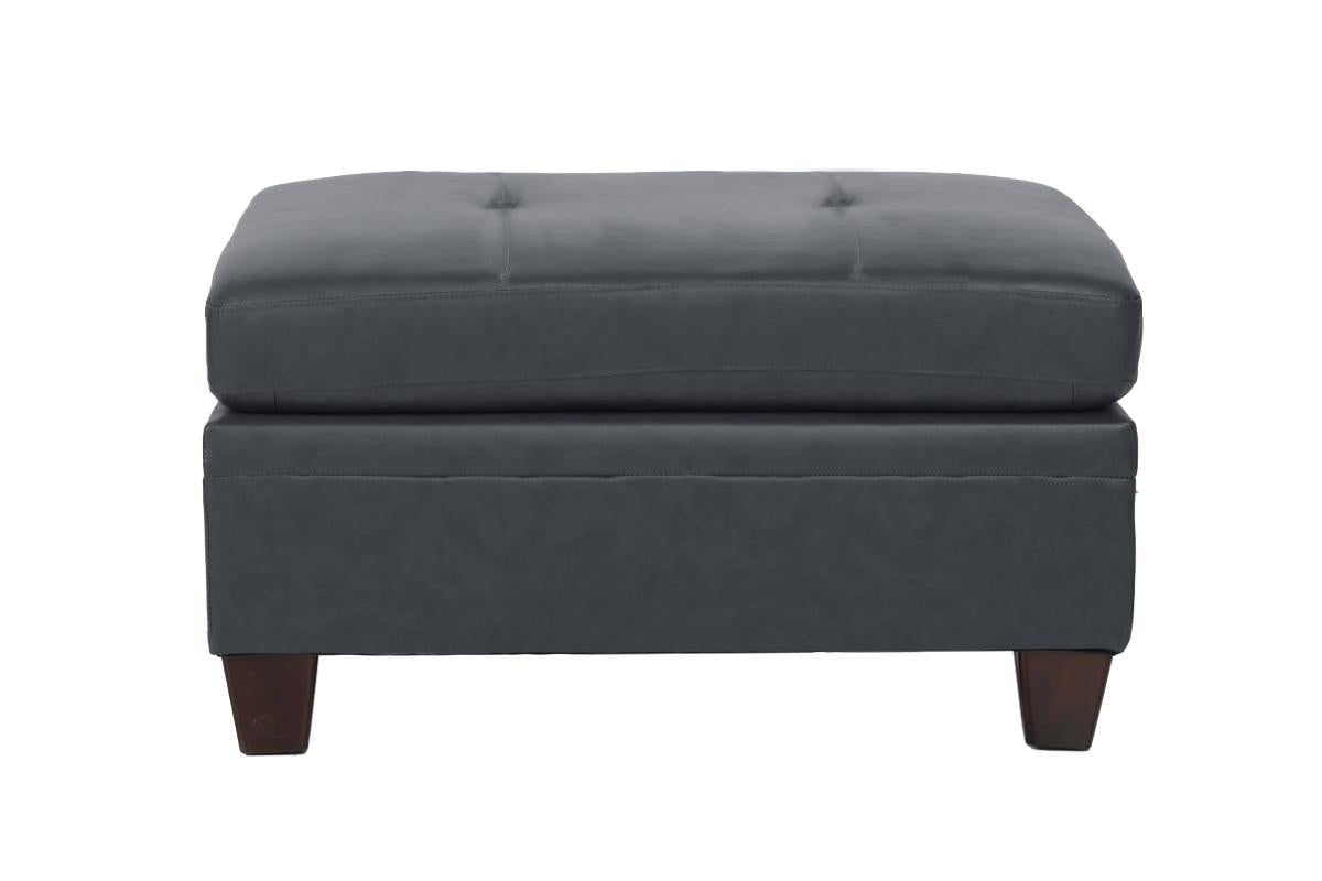 Contemporary Genuine Leather 1Pc Ottoman Black Color Tufted Seat Living Room Furniture Black Genuine Leather Primary Living Space Black Contemporary,Modern Rectangle Tufted Genuine Leather