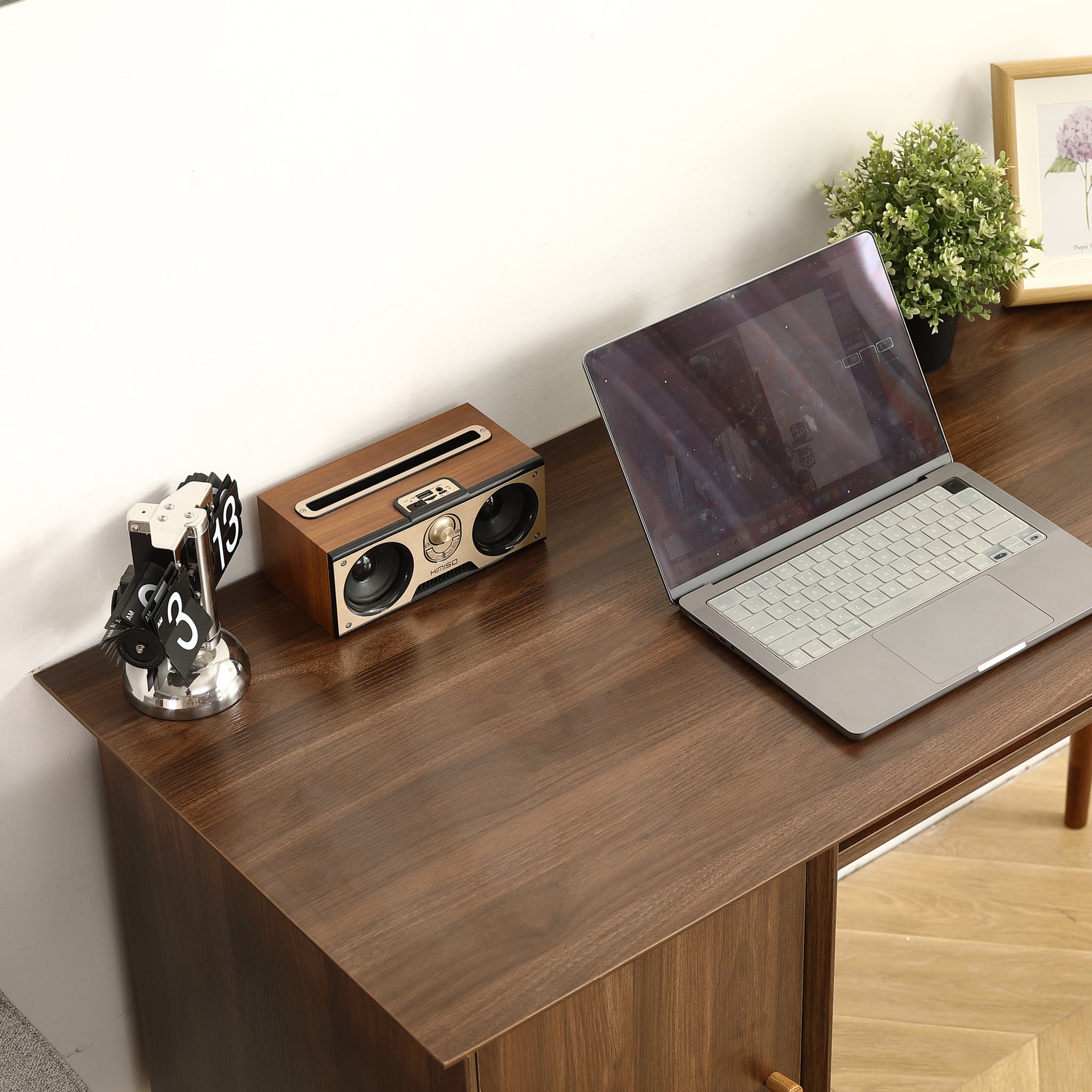 Small Desk with 47.24 Inch, Modern Walnut Finish