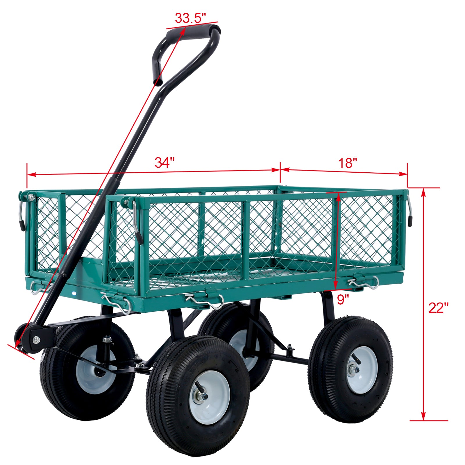 Steel Garden Cart, Steel Mesh Removable Sides, 3 cu