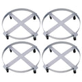 4Pcs Drum Dolly For 55 Gallon Drums,Barrel Dolly With 4 Swivel Caster Wheels,Heavy Duty Steel Frame Drum Cart With Brake For Workshops, Factories, Warehouses Silver Steel
