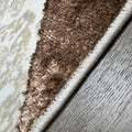 Shifra Luxury Area Rug In Beige And Gray With Bronze Abstract Design Multicolor Polyester