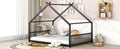 Full Size Metal House Bed, Black Black Metal