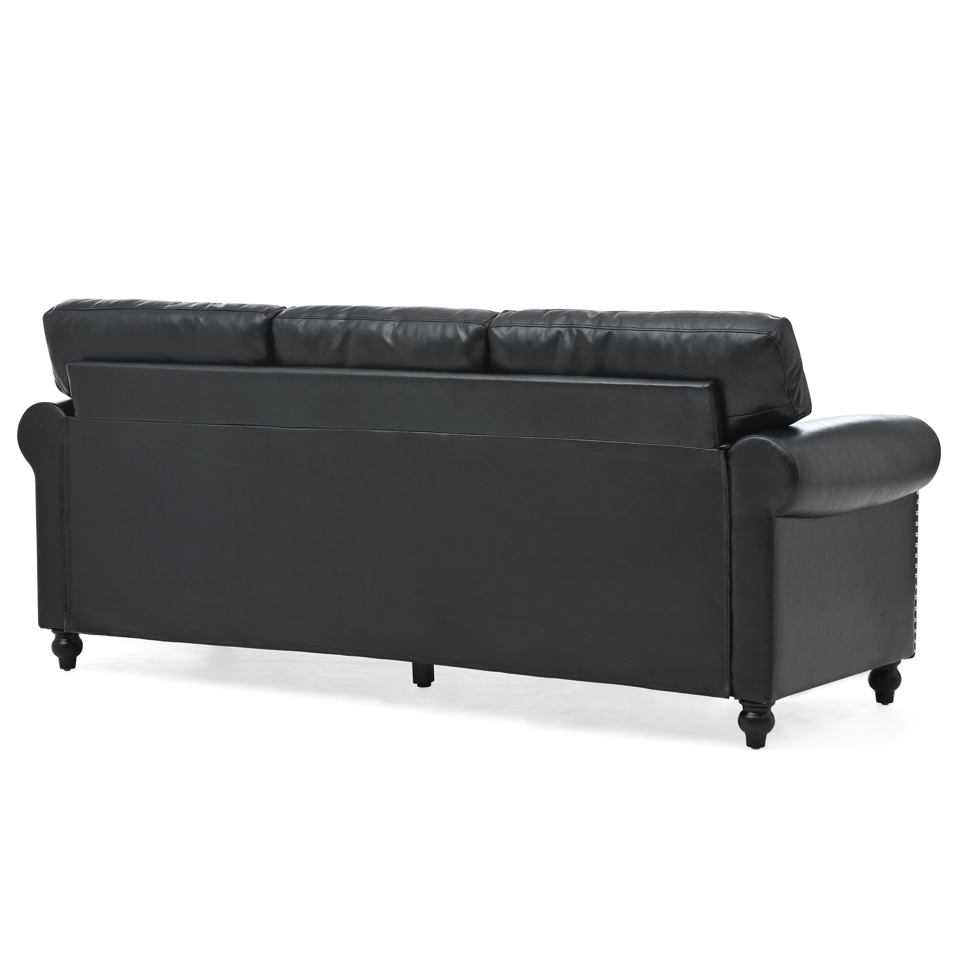 3 Seater Sofa. Black Pu Foam Fabric